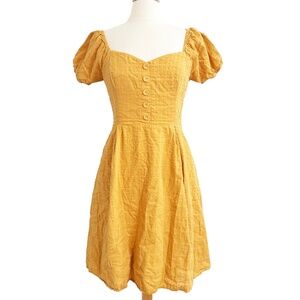 SOLD.  ModCloth More The Merrier Cotton Midi Sleeveless Dress L Large Yellow